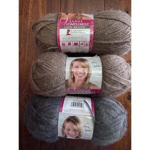 Lion Brand Vanna's Complement Yarn Lot 3 Skeins Taupe Charcoal Grey 866 Medium 4